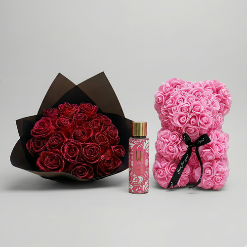 Pack Intense – Roses + Ours en Rose + Brume au Choix